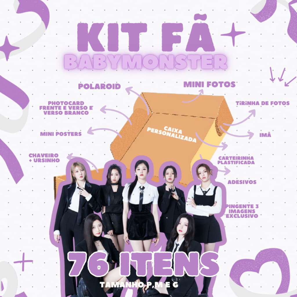KIT FÃ BABYMONSTER (SOLO OU GRUPO) [O VIRALIZADO] - ATÉ 76 ITENS - PHOTOCARD • ADESIVOS • CHAVEIRO
