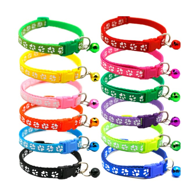 Coleira Para Animais de Estimação Gato Cães Cão Cachorro Regulagem Ajustável e Sino Várias Estampas Cores 1 Unidade