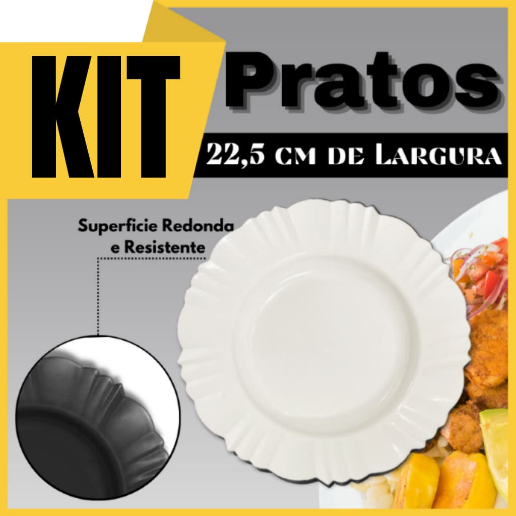 Kit 200 Pratos Pétala Plastico Redondo Fundo Resistente
