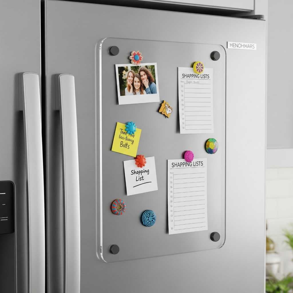 Imã de geladeira lousa magnética lembrete planner transparente acrilico + caneta escreve apaga