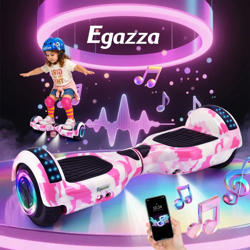 【Rodas Exclusivas】Egazza rosa Hoverboard LED Skate Eletrico Vem com Bluetooth de Alta Capacidade | Skate Inteligente