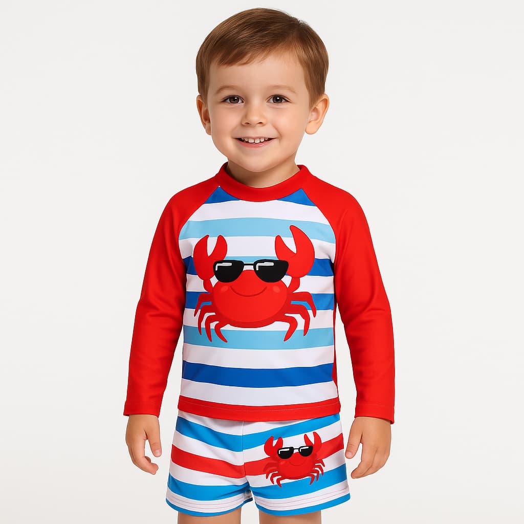 Kit Praia Infantil Masculino UV50+ Camisa Manga Longa + Sunga