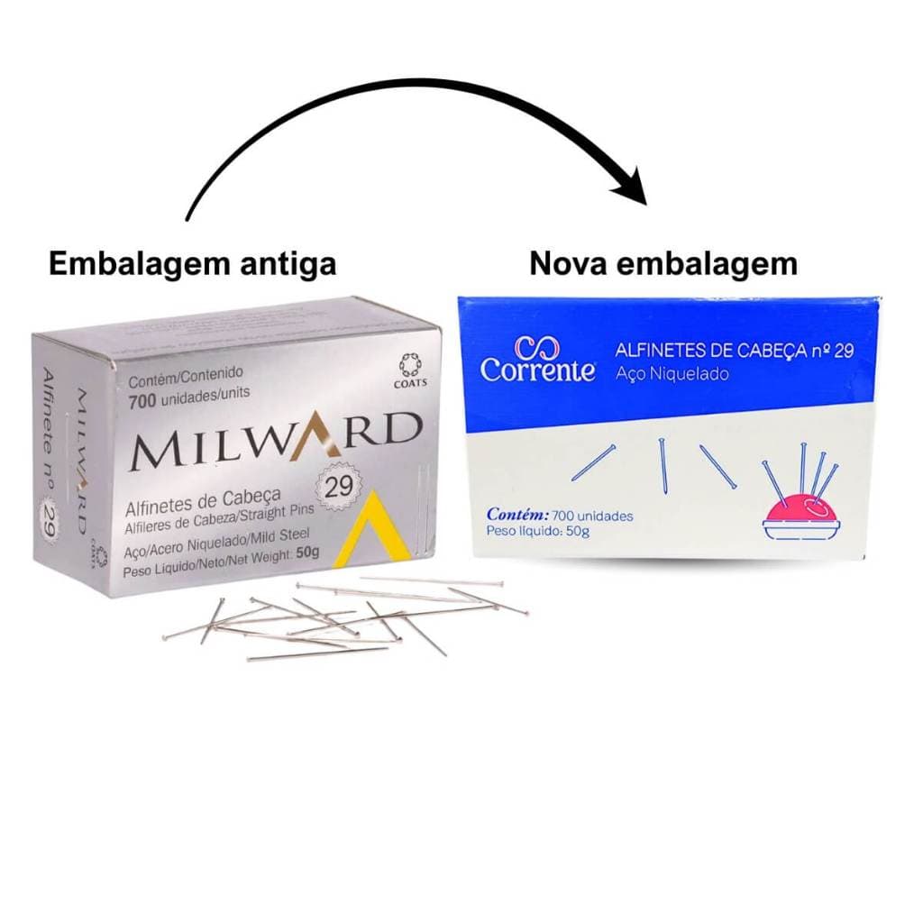 Alfinete de Cabeça N° 29 Corrente 700 Unidades - NOVA EMBALAGEM