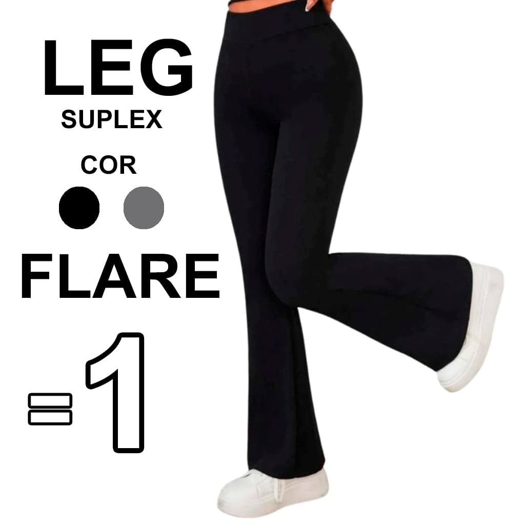 Calça Leg Flare Boca de Sino Bailarina Feminina Cós Alto Legging