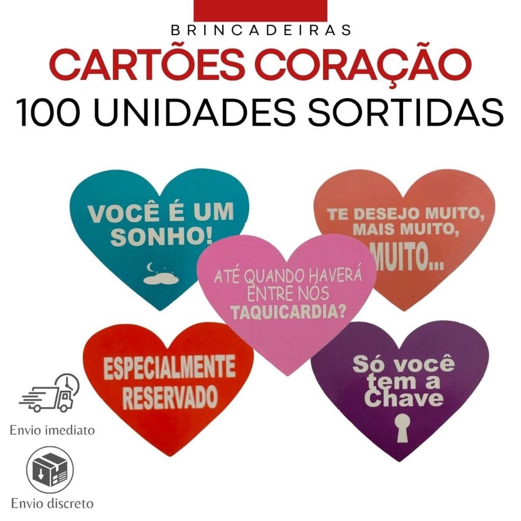 Kit com Cartões Coração com 100 Unidades Sortidas - Eroticpoint