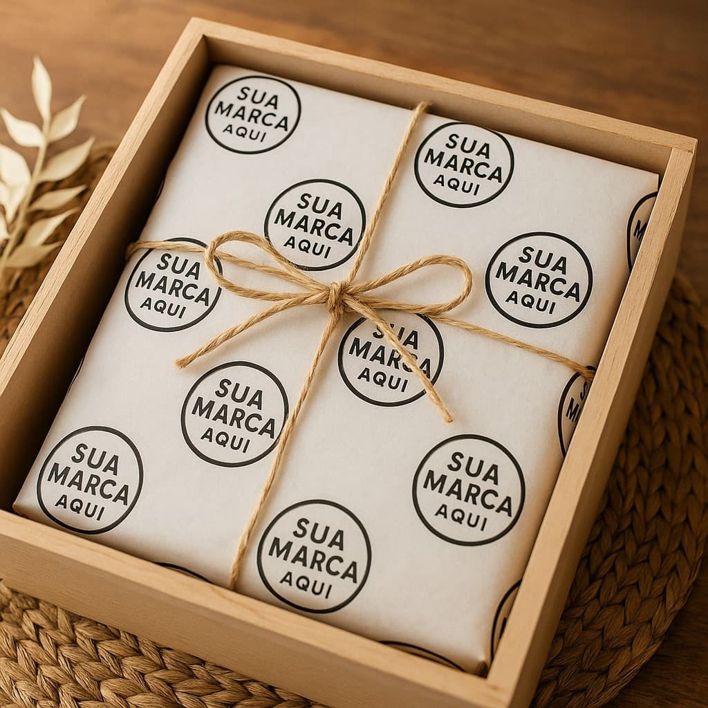 Papel Seda Personalizado 50x30 cm -  Com sua Logo Papel Premium com Fundo Branco