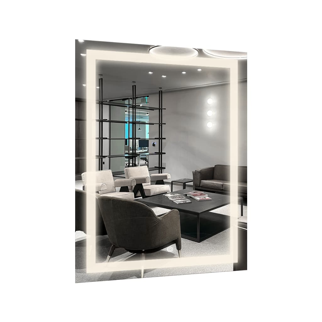 Espelho Grande Retangular de Corpo Inteiro 120x80Cm Com 3 Cores de LED e sensor de toque