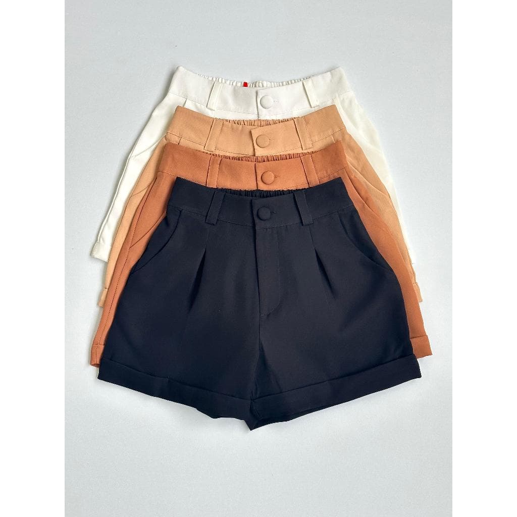 Jemmy moda short alfaiataria com detalhes de elástico na atrás