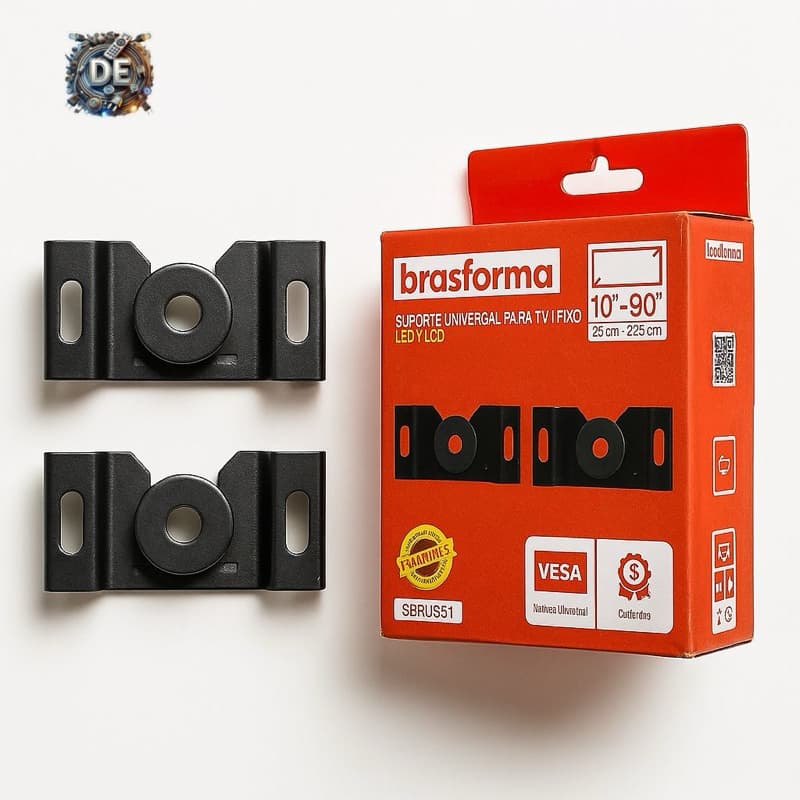 Suporte Fixo Universal Brasforma para TV 10” a 90” Até 100kg Aço Reforçado Fácil Instalação VESA