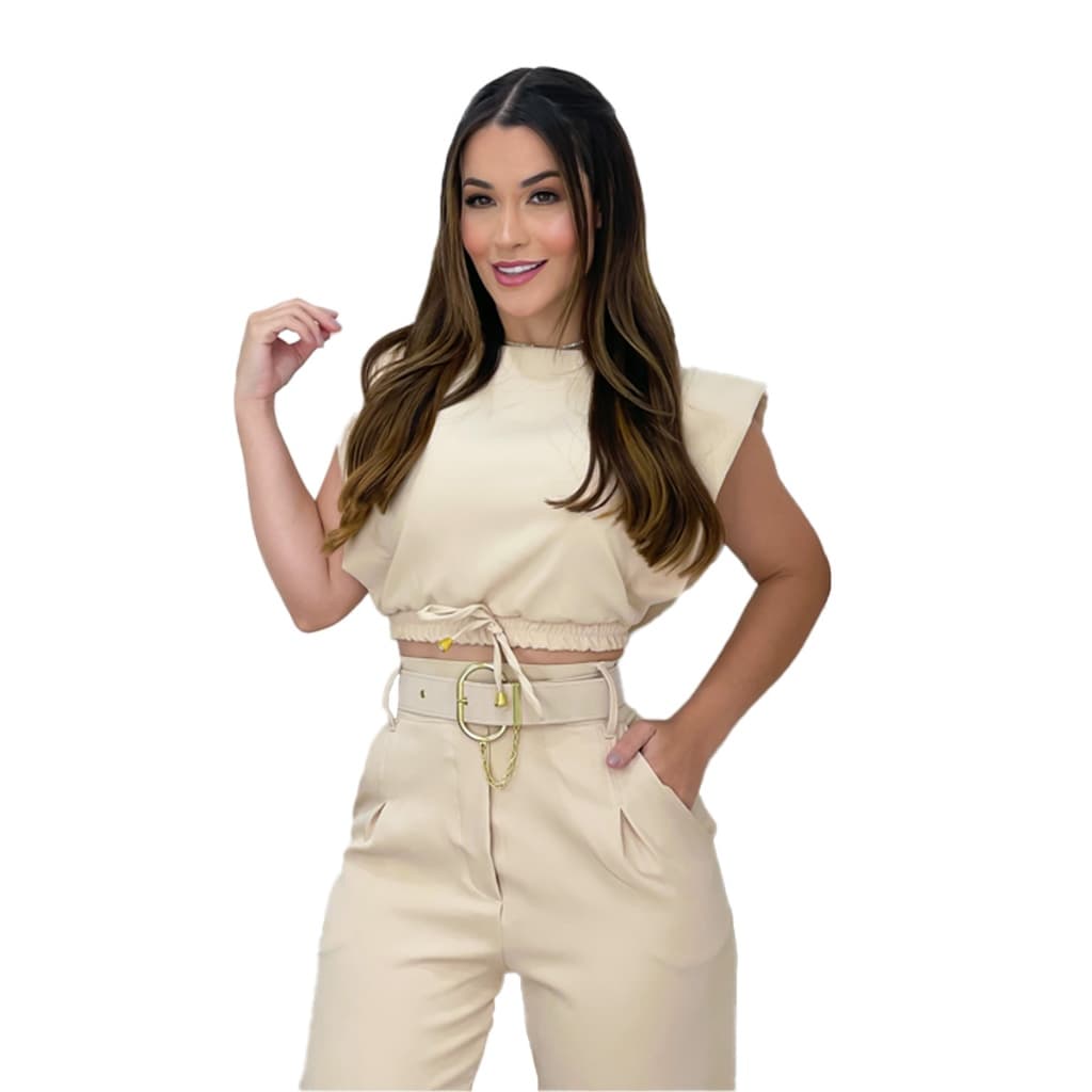 Conjunto Feminino de Calça Alfaiataria Moda Blogueira