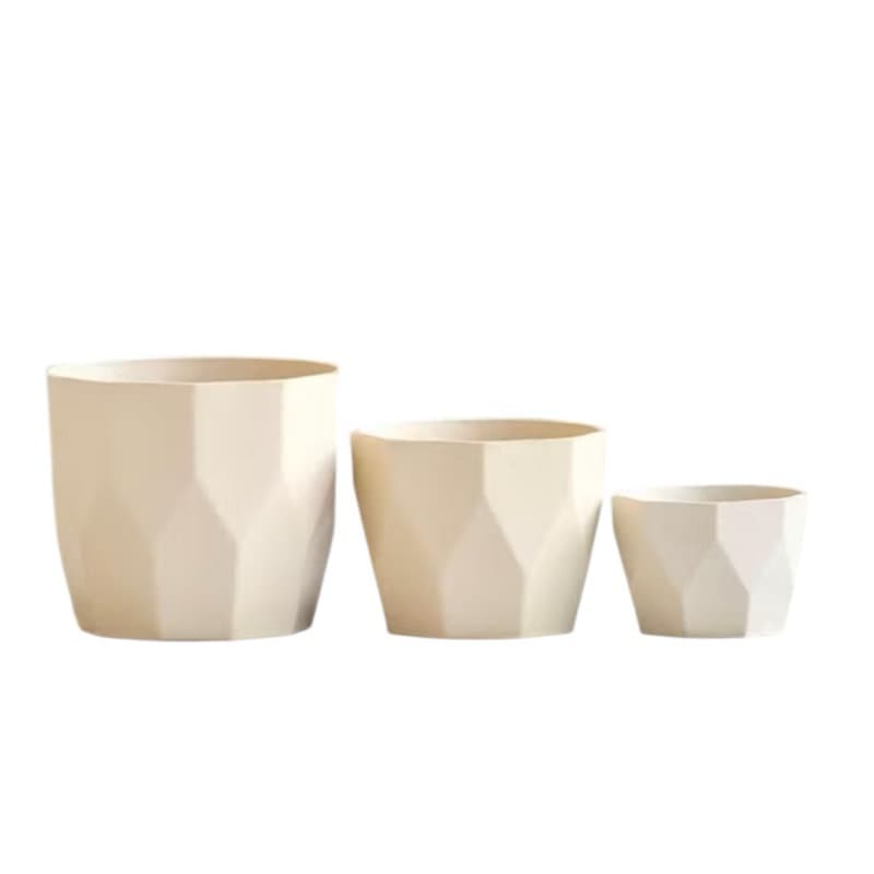 kit 3 Vasos  Decorativo Cachopô facetado Cacto e suculentas centro de mesa