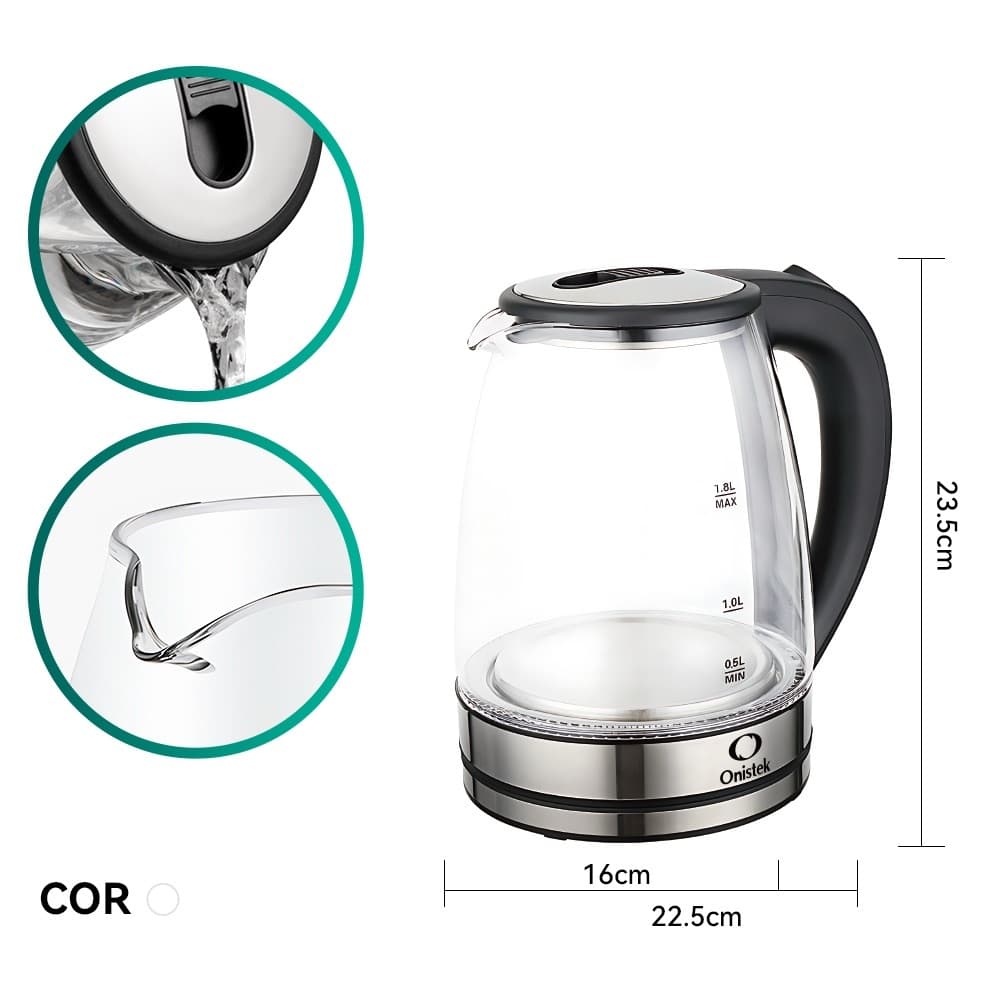 jarra eletrica de vidro chaleira eletrica com led 1.8litros transparente 110v ou 220v