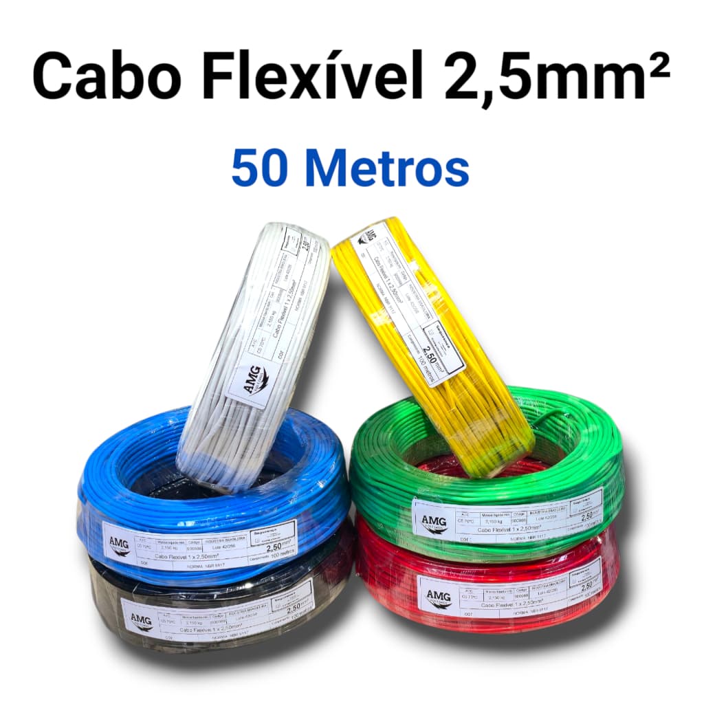 FIO CABO ELÉTRICO FLEXÍVEL 2,5mm² - 50 METROS