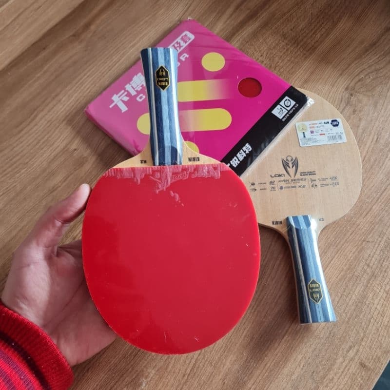 Raquete Loki Profissional kirin K1, K2 Clássica montada com Reactor Corbor ITTF para Tênis de mesa/ Ping Pong