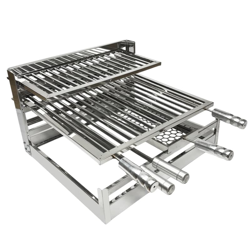 Suporte Grill Bancada Para Churrasqueira Kit Gourmet Completo Inox 6 Peças Premium