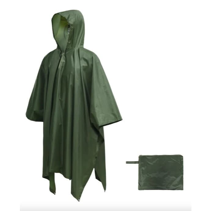 Capa de chuva impermeável leve com capuz para Caminhada, Poncho ao ar livre, Tapete de barraca de acampamento (3536)