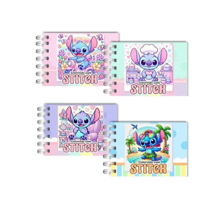 Livro de Colorir Stitch Azul 50 Folhas Caderno de Desenho Capa Dura