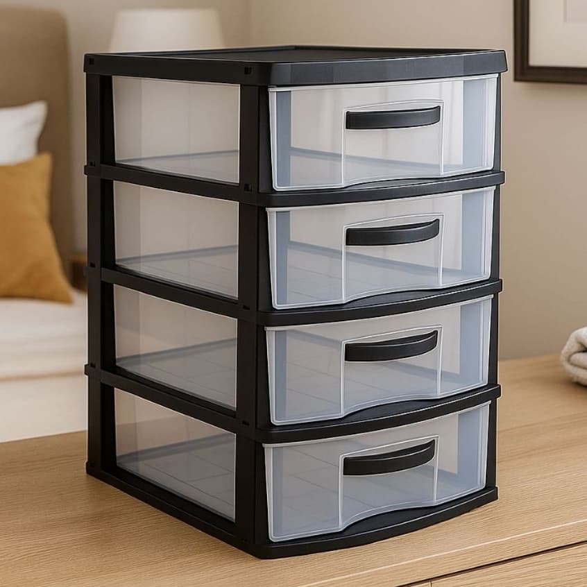 Gaveteiro Organizador Grande em Plástico com 3 4 Gavetas Armario Cozinha