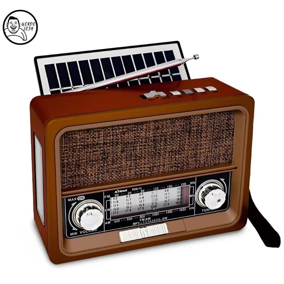 Rádio bluetooth portátil retrô movido a energia solar com lanterna