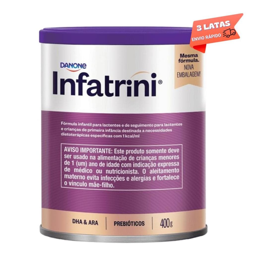 3 Latas -INFATRINI Fórmula infantil Danone- 400g -Sem Sabor