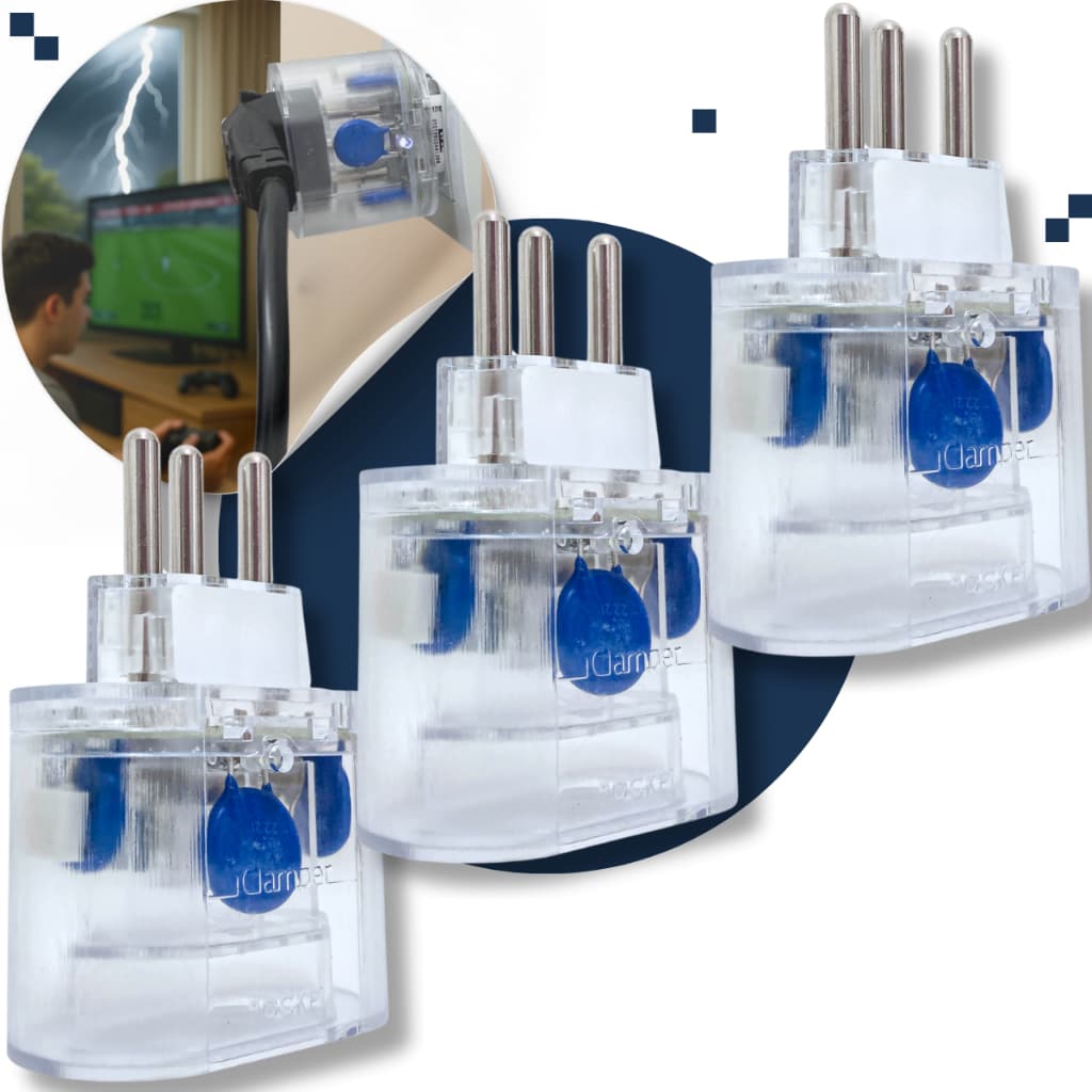 Kit 03 Protetor iClamper Pocket 3 Pinos 10A Proteção Contra Surtos Oscilações Quedas Picos Anti Raio