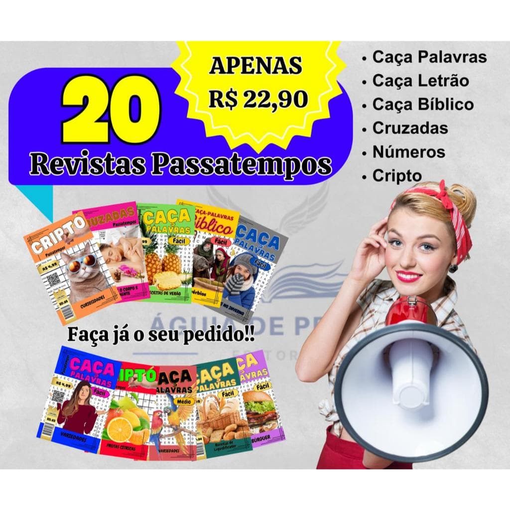 PASSATEMPOS-  KIT COM 20 CAÇA PALAVRAS/LETRÃO
