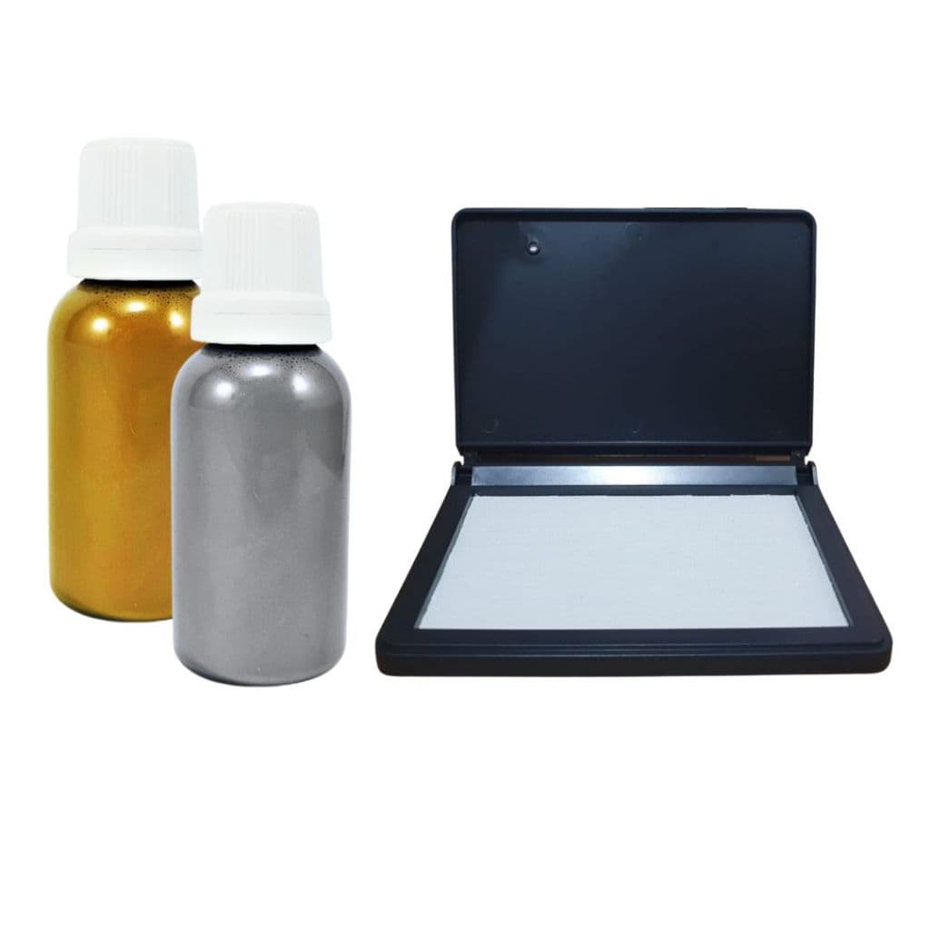 Tinta dourada ou prateada 30 ml com almofada sem tinta