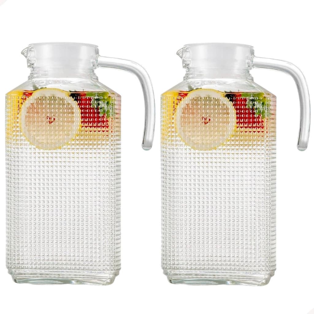 Jarra De Vidro Água Suco Com Tampa 1,8 Litro Luxo 2 Unidades