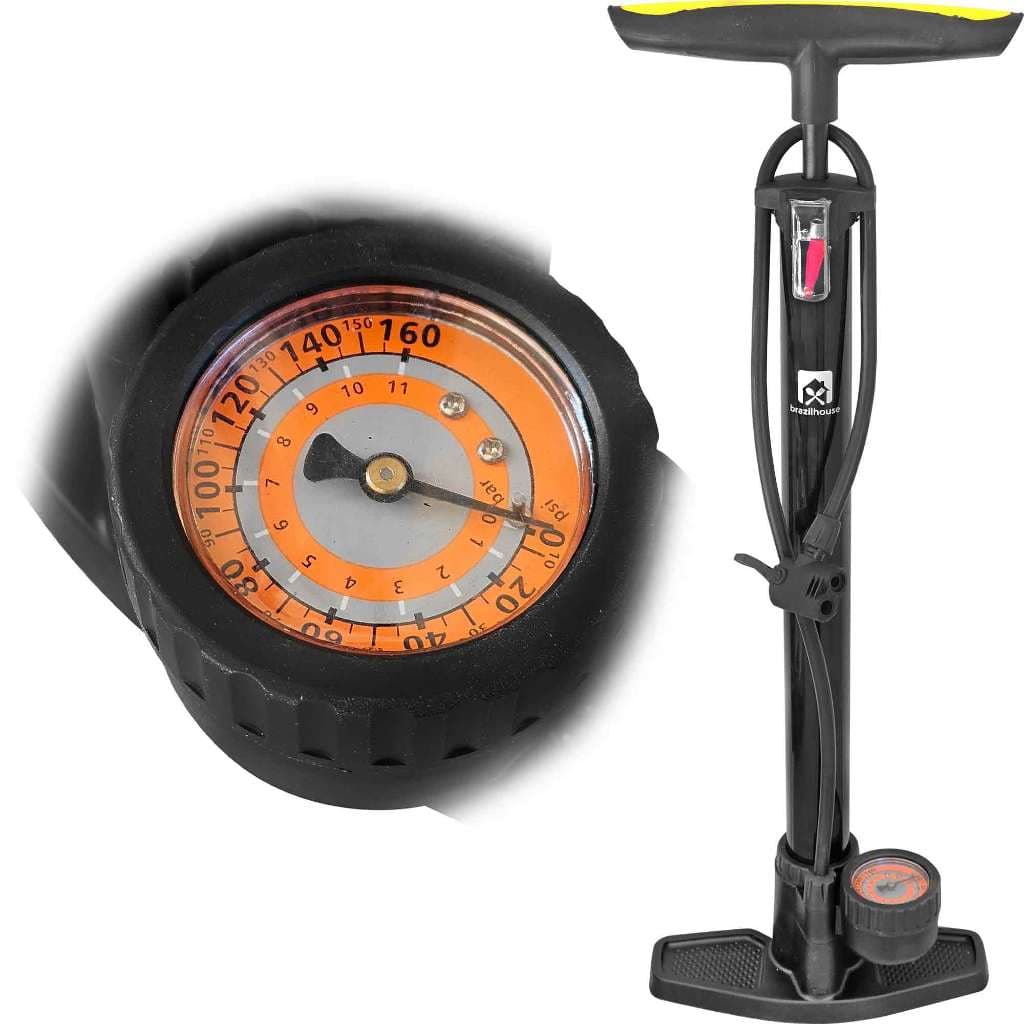 Bomba de Ar Bicicleta com Manômetro Moto Bola Balão Encher Pneu Portátil