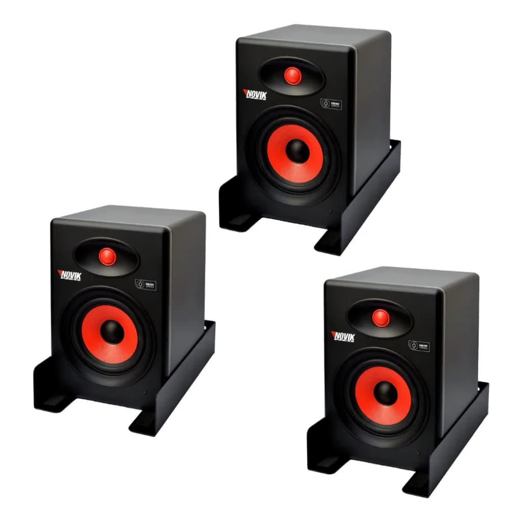 Kit 3 Suporte Parede Caixa De Som/rádio/home Theater Preto