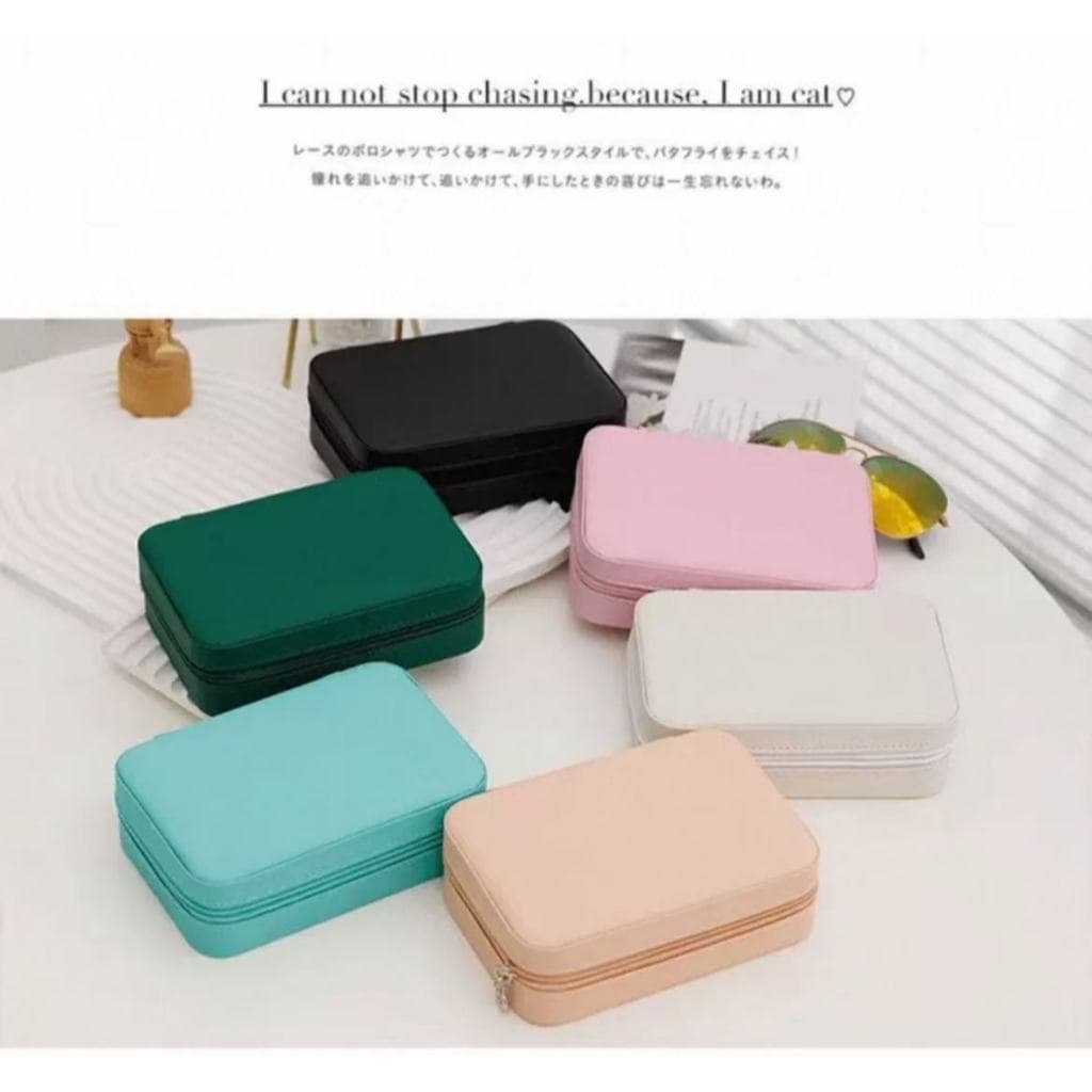 Estojo Duplo Maleta Porta Joias Veludo Organizador Viagem Mdf Médio Caixa Organizadora