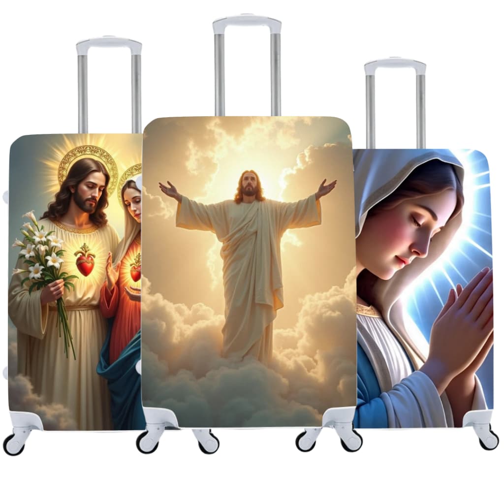 Capas de Mala Variadas para Viagem Protetora Estampas Personalizada Católica