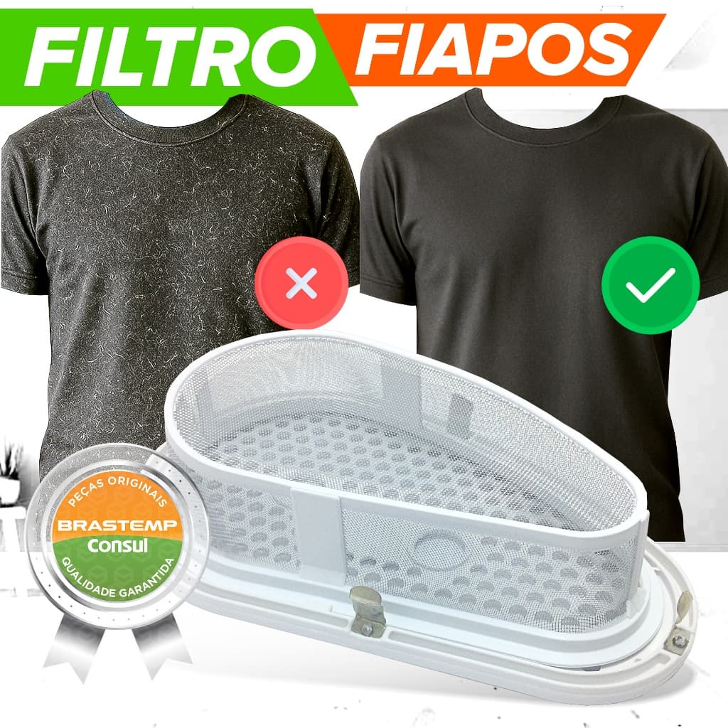 Filtro Fiapos Secadora Brastemp Ative Original 326043145 Tampa Kit Vários Modelos BSR BSI BSX