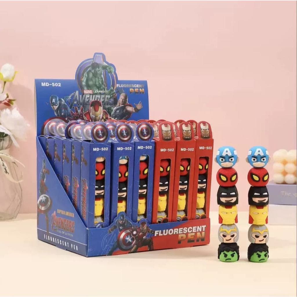 Caneta Mini Marca Texto Fofo Formado Personagem de Marvel Com 5 Cores dioro