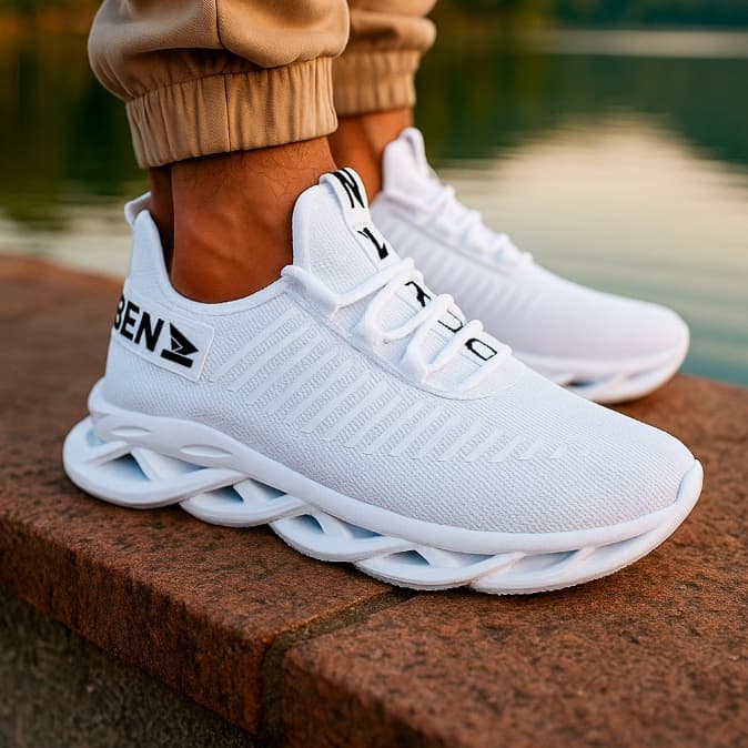 Tênis Masculino Branco Academia Corrida Caminhada Casual dia a dia em promoção Oldsen jaguar