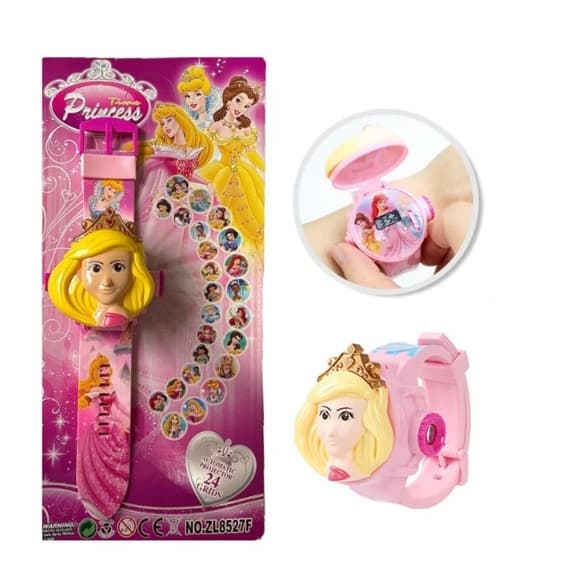 Relógio Digital Projeta Imagens Princesas Infantil