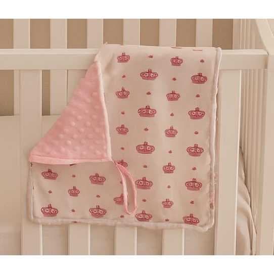 Naninha infantil em Algodão Rosa de Coroa Realeza com Prendedor Chupeta forrada Naninha Macia para bebe Menina