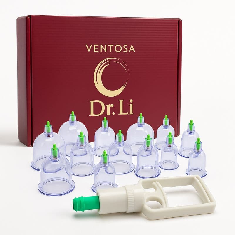 Dr Li - Kit com 12 Ventosas Terapêuticas Ventosaterapia Massagem acupuntura massoterapia chinesa Vácuo Sucção + Bomba