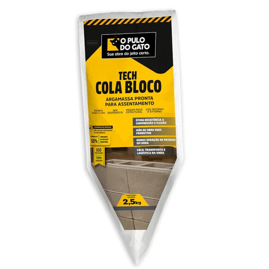 Massa Polimérica Cola Bloco e Tijolo Argamassa Pronta Para Assentamento Tech 2,5Kg - Pulo Do Gato