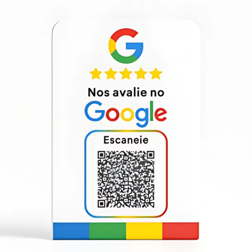 Placa Acrílico Display Qr Code Avaliação Google Balcão Estabelecimento Espelhado