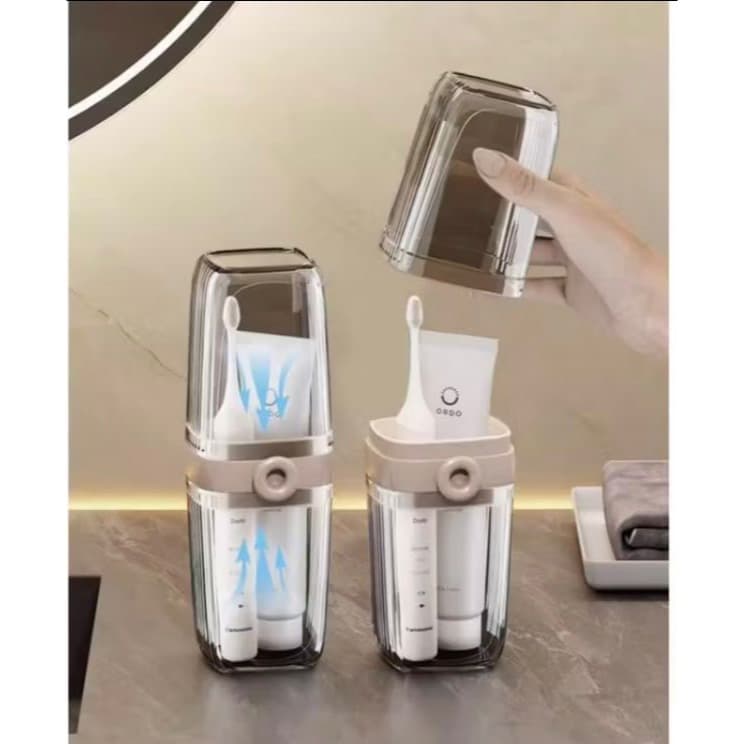 Porta escova e pasta de dente para viagem