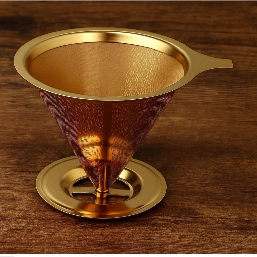 Coador de Café Dourado Inox Filtro Reutilizável Peneira 102 103 Premium Fácil limpeza Sem ferrugem