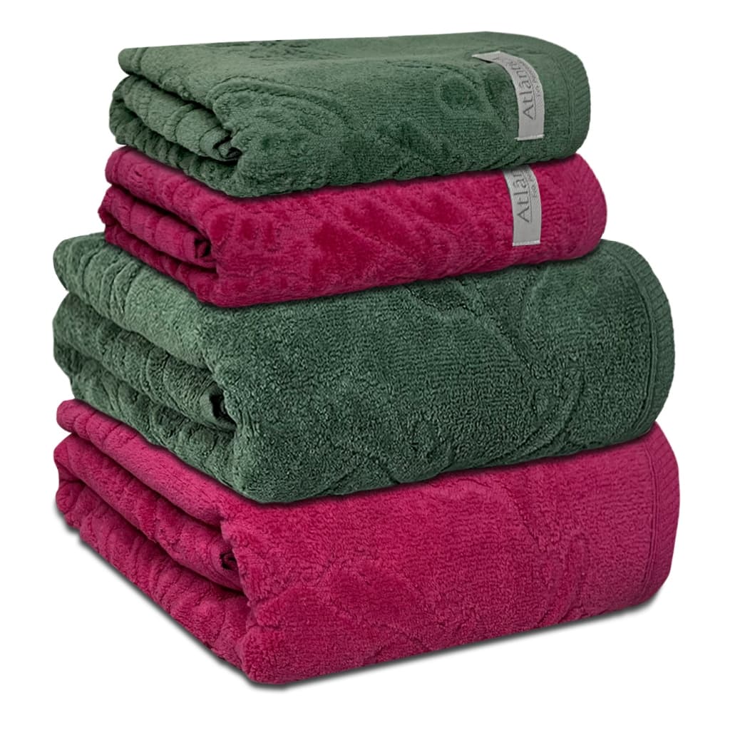 Jogo/Kit 4 Toalhas 2 Banho + 2 Rosto Amalfi Fio Penteado 100% Algodão Grossa Macia Grande Atlântica