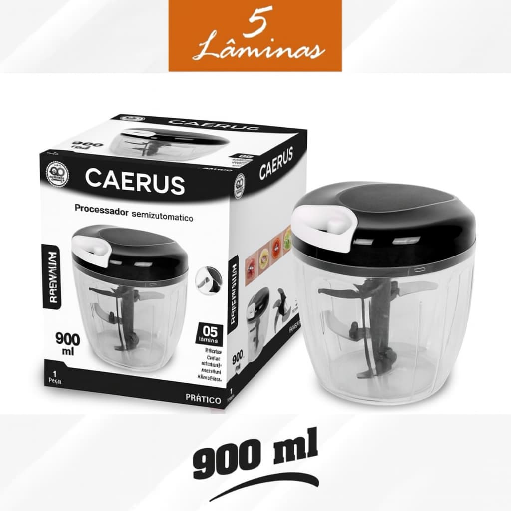 Processador De Alimentos Manual 900ML Com 5 Lâminas Triturador cortador de legumes