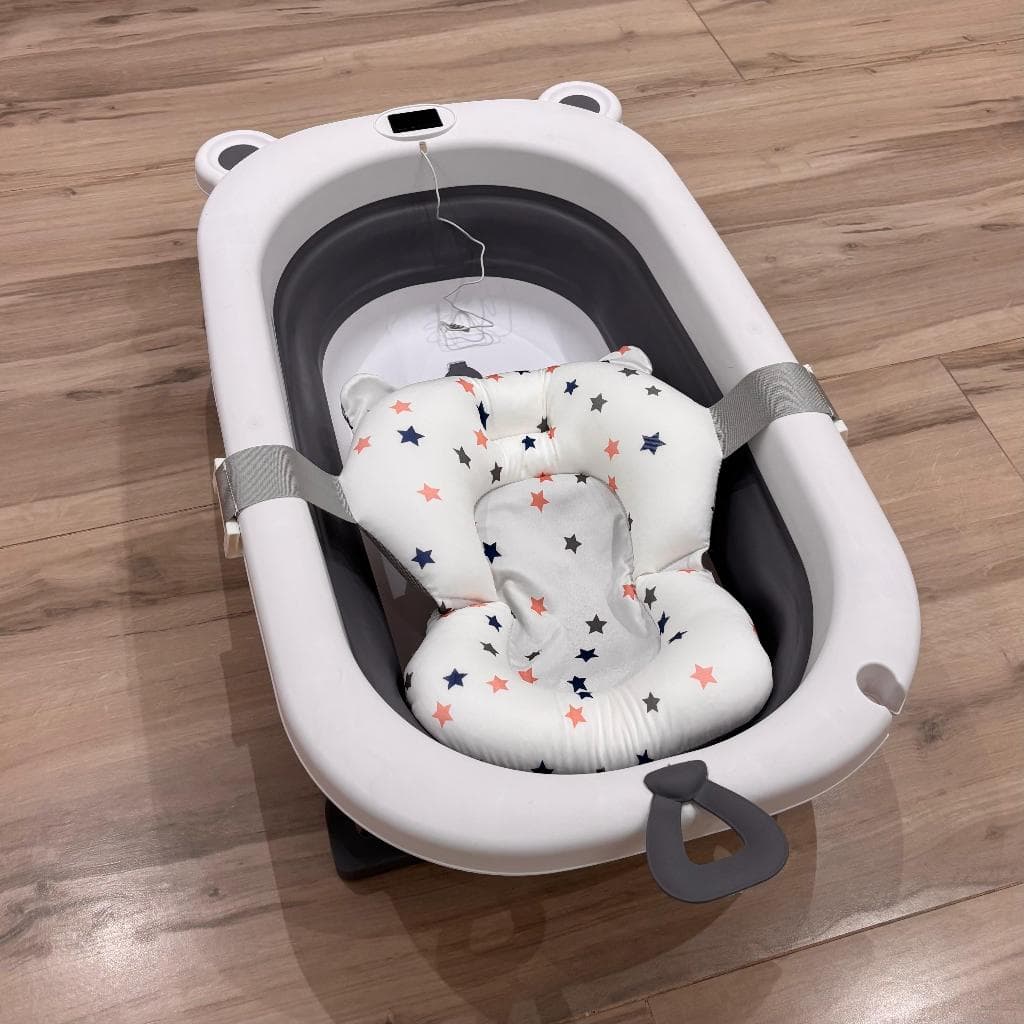 Banheira Dobrável Infantil com Termômetro Digital Portátil Segura e Prática para o Bebê Envio Imediato Entrega Rápida