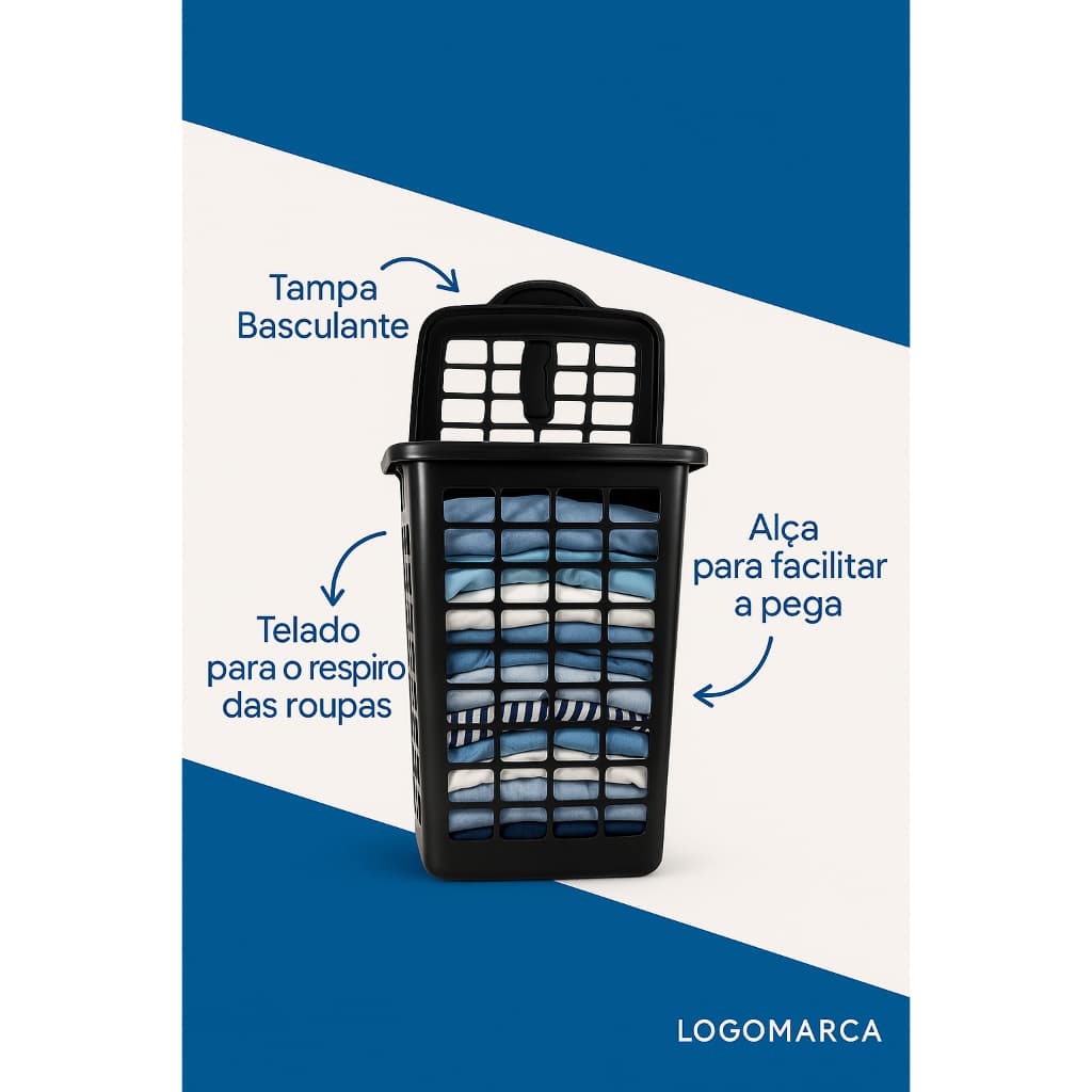CESTO DE ROUPAS TELADO 28L BLACK