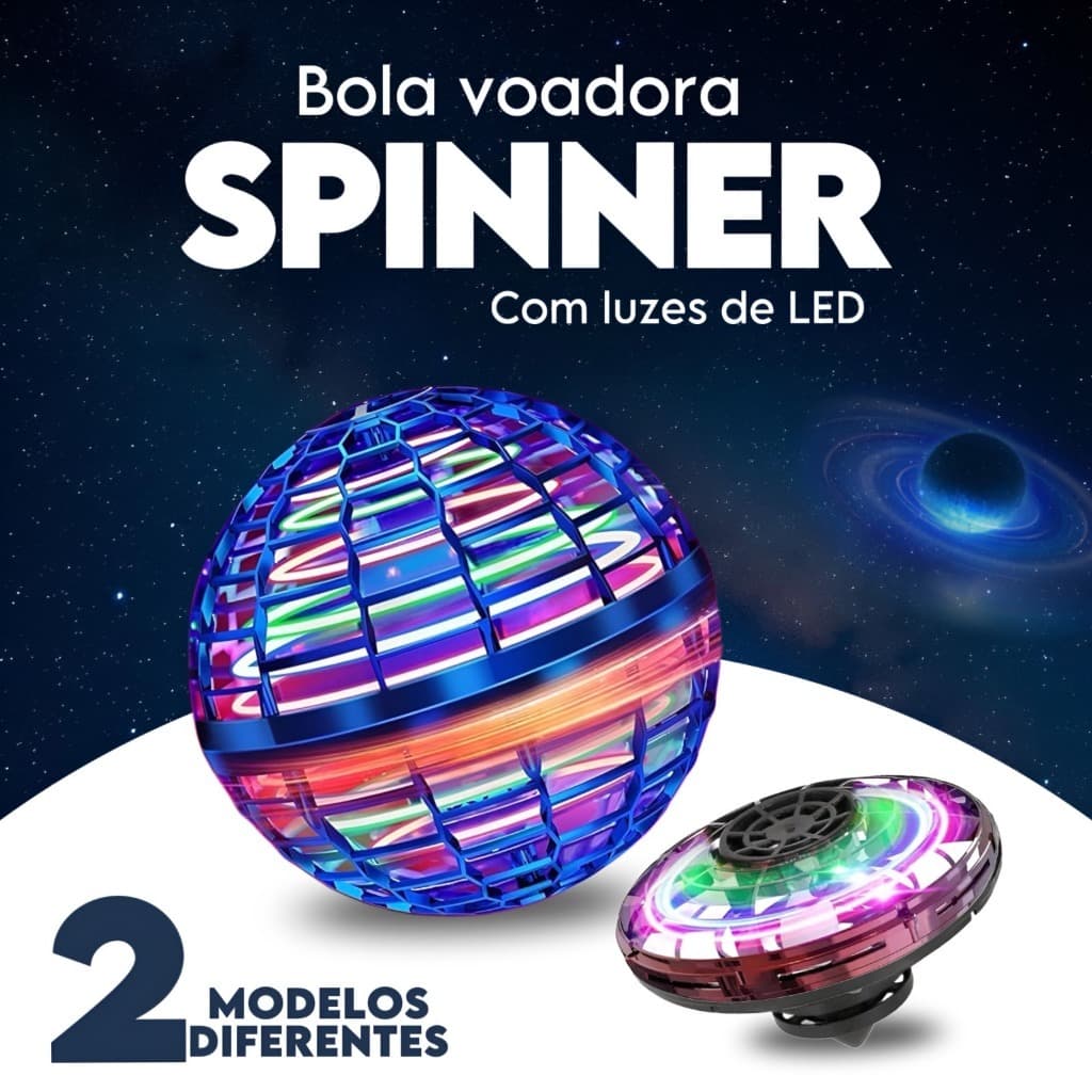 Spinner Bola Boomerang E Mini Drone Com Luz OVNI Brinquedo Voador Interativo Infantil