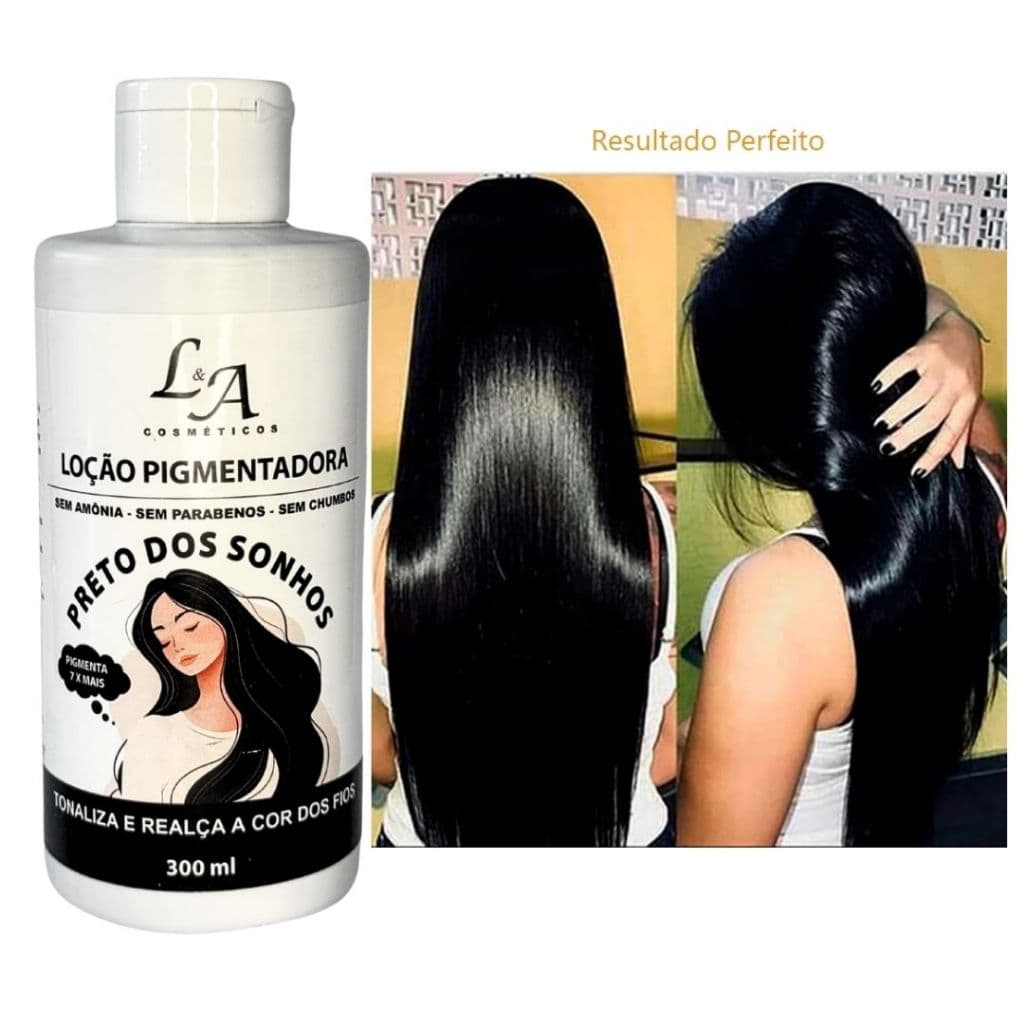 Loção Preto Condicionador Pigmentador Tonalizante – Tinta Sem amônia Preto intenso Black 300ml