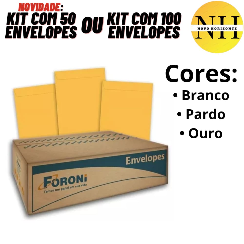 Caixa Envelope A4/Ofício/A3/Meio Oficio 250/100/50 Envelopes escritorio Foroni