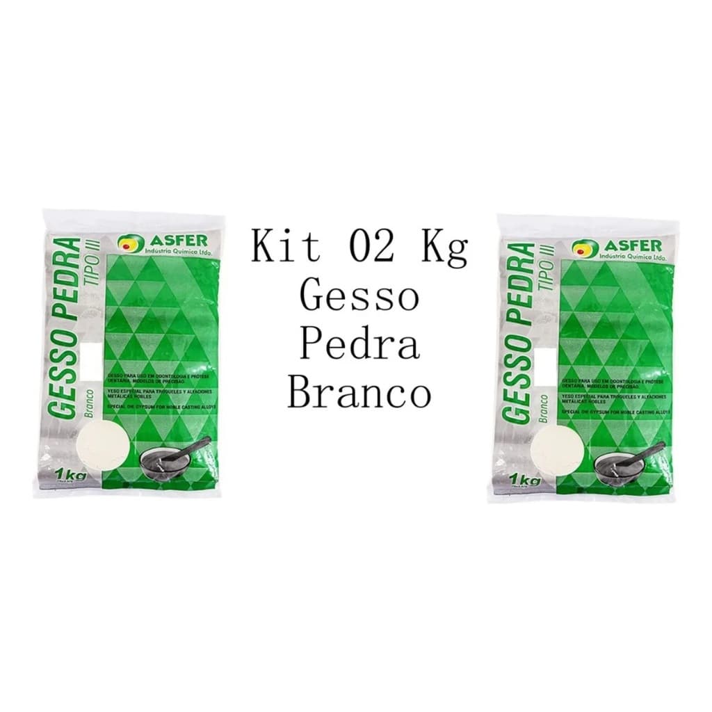 Kit 2 Gesso Pedra Branco Tipo 3 Para Odonto - Artesanato